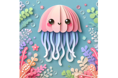 4 jellyfish Paper art layer