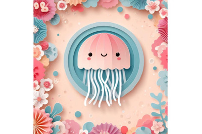 4 jellyfish Paper art layer