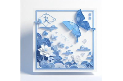 4 Blue butterfly on a white background