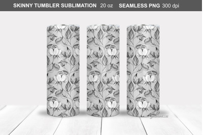 Black and white Tumbler Wrap | Floral Tumbler Sublimation