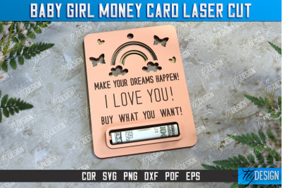 Baby Girl Money Card | Greeting Cards | Money Holder | CNC File