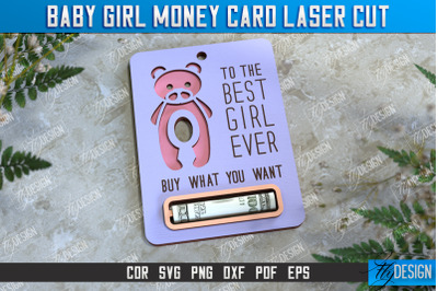 Baby Girl Money Card | Greeting Cards | Money Holder | CNC File