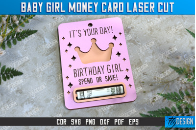 Baby Girl Money Card | Greeting Cards | Money Holder | CNC File