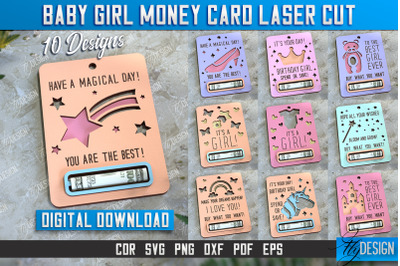 Baby Girl Money Card Bundle | Greeting Cards | Money Holder | CNC File