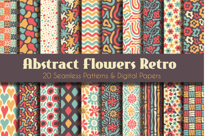 Abstract Flowers Retro Seamless Patterns &amp;amp; Digital Papers