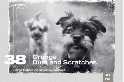 38 Grunge Dust and Scratches Effect JPG and PNG Photo Overlays