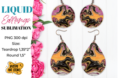 Abstract Earrings Sublimation. Teardrop and Round