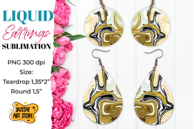 Abstract Earrings Sublimation. Teardrop and Round