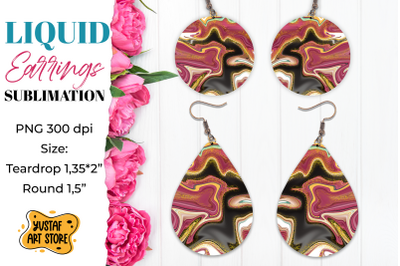 Abstract Earrings Sublimation. Teardrop and Round