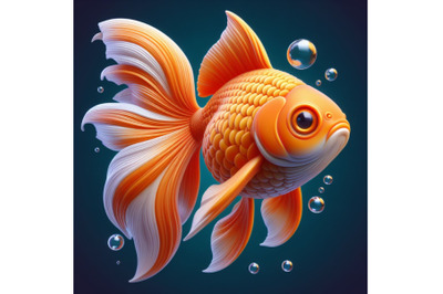 4 3d goldfish isolated. Realistic illustration