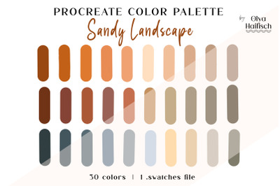 Sandy Brown Procreate Color Palette. Boho Color Swatches