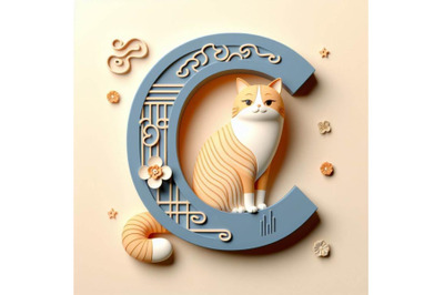 4 animal alphabet C with cat