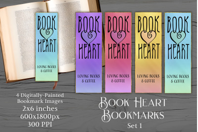 Printable Bookmarks - Book Heart 1 - Book &amp; Coffee Lovers