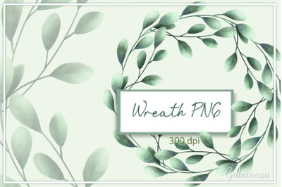 Green wreath PNG | Round frame sublimation