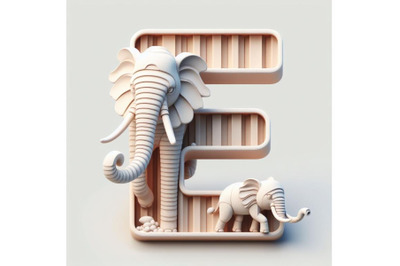 4 animal alphabet E with elephant