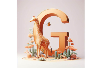 4 animal alphabet G with Giraffe