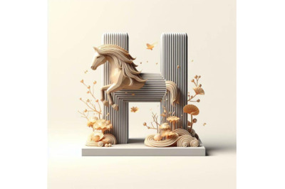 4 animal alphabet H with Horse