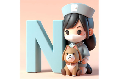 4 animal alphabet N with Nurse