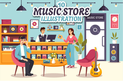 10 Music Store Illustration