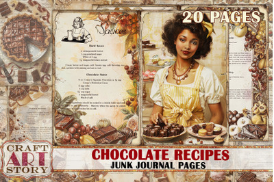 Vintage chocolate Recipes junk journal,Crafting cookbook