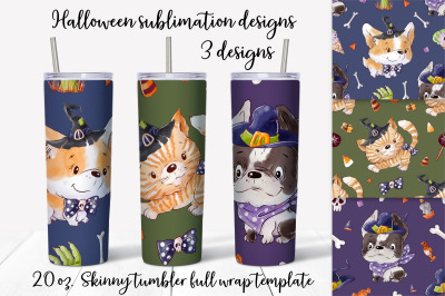 Cute Halloween sublimation design. Skinny tumbler wrap design.