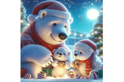 Big Polar bear family at Christmas