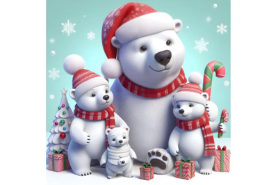 Big Polar bear family at Christmas