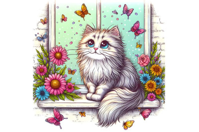 watercolor cute adorable cat