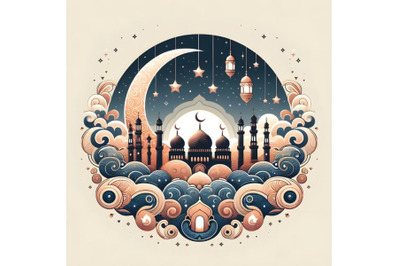 watercolor Islamic graphic design