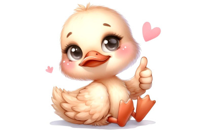 cute baby duck cartoon thumb up