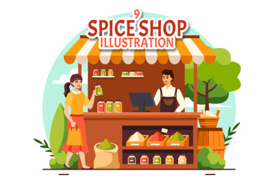 9 Spice Shop and Seasoning Illustration