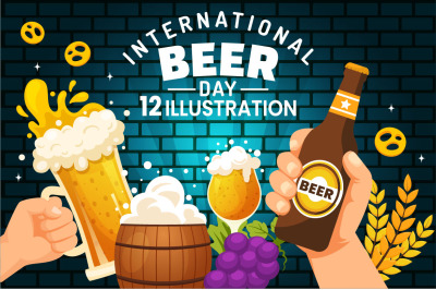 12 International Beer Day Illustration