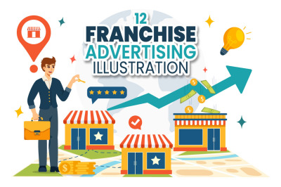 12 Franchise Advertising Business Illustration