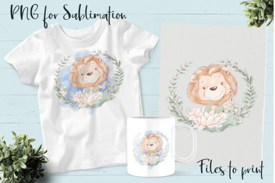 Cute Lion. Design for printing.