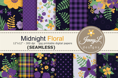 Floral Summer / Spring SEAMLESS Digital Papers Repeat Pattern
