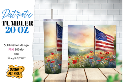 Patriotic tumbler wrap. American flag sublimation design