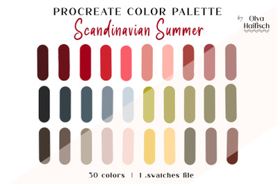 Dark Saturated Procreate Color Palette. Scandi Color Swatches