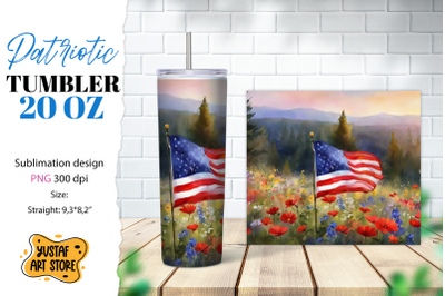 Patriotic tumbler wrap. American flag sublimation design