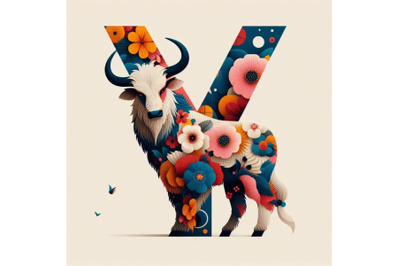 Bundle of animal alphabet Y with Yak