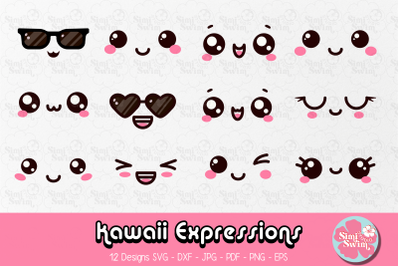 Kawaii Expressions Clipart svg | Cute Faces svg clipart | Funny Faces