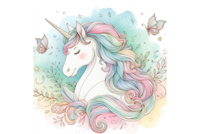 bundle of Unicorn line art for children