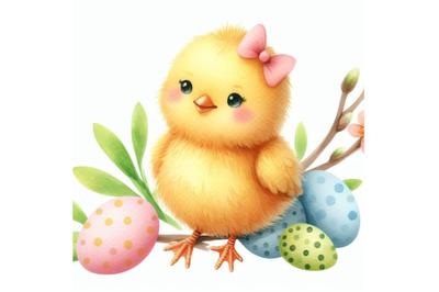 bundle of a cute happy little yellow Easter chick