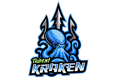 Trident kraken esport mascot logo design