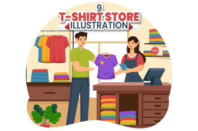 9 T-shirt Store Illustration