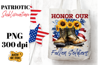 Patriotic sublimation. Military boots and sunflowers PNG