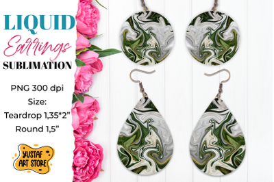 Abstract Earrings Sublimation. Teardrop and Round