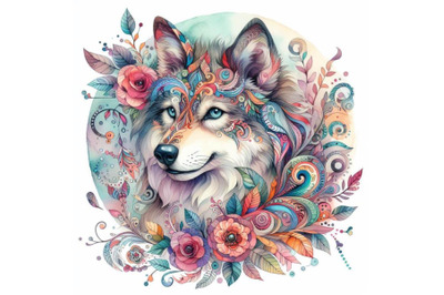 bundle of Beautiful decorative wolf