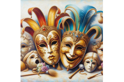 4 Theatrical masks. Theatrical mask on a white background