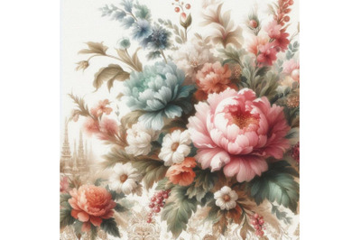 Bundle of vintage floral watercolor