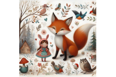 Bundle of whimsical woodland charming animal